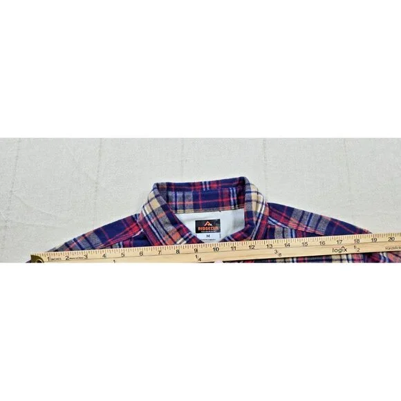 RidgeCut Tough Wear Red Blue Plaid Heavy Flannel Shirt Men’s Medium NWT - Picture 9 of 14